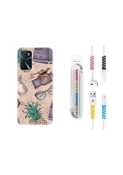 Oppo A16 Kılıf Kablo Koruyuculu Monkey Butterfly 1357