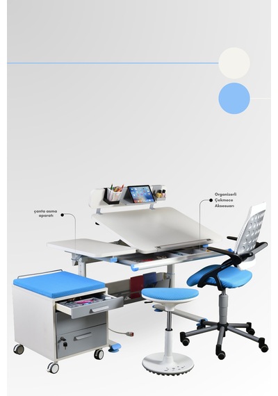 Creo Mobili Yükseklik Ve Eğim Ayarlı, Vega Premium Bilgisayar Ve Çalışma Masası Takımı Ekru/mavi Gri Creo Mobili Yükseklik Ve Eğim Ayarlı, Vega Premium Bilgisayar Ve Çalışma Masası Takımı Ekru/mavi Gri