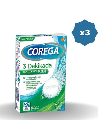 Diş Protez Temizleyici 30'lu Tablet - 3 Adet
