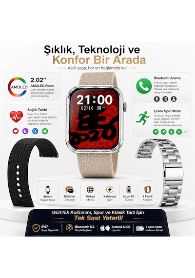 Beemen H11 Pro Max Plus 46 MM Akıllı Saat (İthalatçı Garantili)