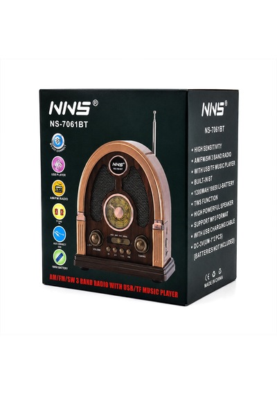 Usb Şarjlı - Nostalji Bluetooth İbreli Fm Radyo Mp3 Usb - Tf Player Speaker Ns-7061bt Pl-4711 5250