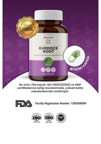 Erbatab Dulavrat Otu Burdock Root Ekstresi 60 Kapsül