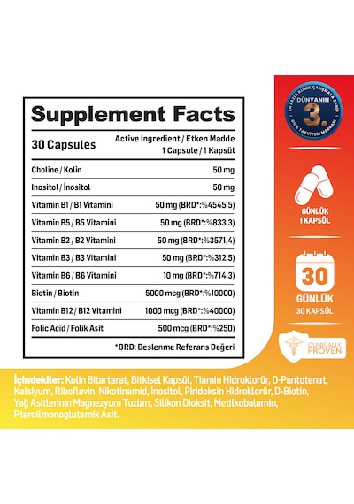 Kiperin B Complex Pro Yüksek Emilim B Vitamini Kompleksi 30 Kapsül
