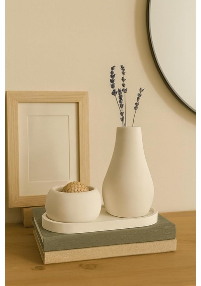 3 Parça El Yapımı Masaüstü Organizer Set Minimalist Kalemlik, Mumluk Ve Tepsi Modern Masa Dekoru Beyaz - Çok Renkli 3 Parça El Yapımı Masaüstü Organizer Set Minimalist Kalemlik, Mumluk Ve Tepsi Modern Masa Dekoru Beyaz - Çok Renkli
