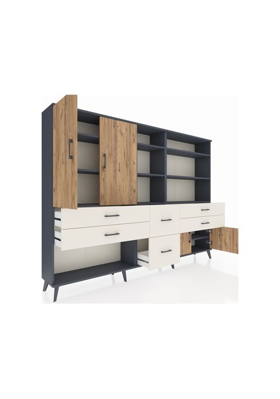 Arges Dolap 10 Raflı 6 Çekmeceli 4 Kapaklı 220x30x163 Antrasit-çam/aytaşı Atlas Çam/aytası - Antrasıt Arges Dolap 10 Raflı 6 Çekmeceli 4 Kapaklı 220x30x163 Antrasit-çam/aytaşı Atlas Çam/aytası - Antrasıt