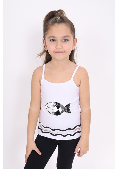 Toontoy Kids Toontoy Kız Çocuk Pul İşlemeli Balık Nakış Askılı Atlet Beyaz Toontoy Kids Toontoy Kız Çocuk Pul İşlemeli Balık Nakış Askılı Atlet Beyaz