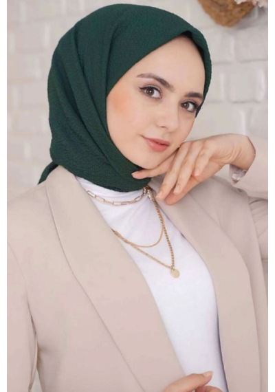 Melodi Scarf Kadın Tesettür Mio Caz Eşarp Hijab Zümrüt Yeşili Zümrüt Yeşili
