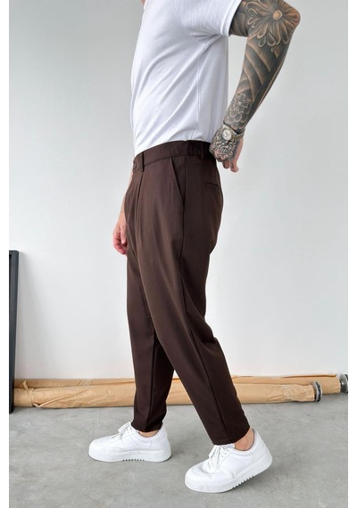 Kahverengi Basic Boyfriend Kumaş Pantolon Kahverengi Basic Boyfriend Kumaş Pantolon