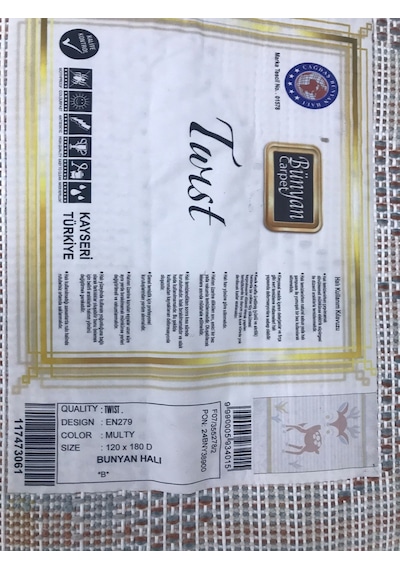 Bünyan Halı Twist 279 Serisi Oturma Salon Yatak Çocuk Odası Halısı 120x180 Çok Renkli