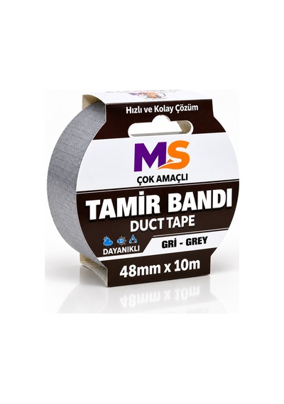 Tamir İzolasyon Bandı Gri 48 Mm X 10 Metre Genel Duct Tape Su Geçirmez Sızdırmazlık Takviye Bantları