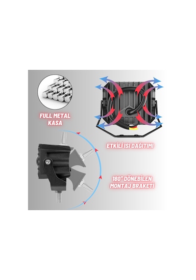 Motosiklet Scooter Led Sis Farı Set Delici Işık Beyaz Sarı Metal Kasa 2 Adet 2 Adet