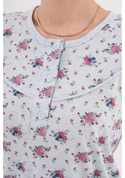 Mecit Pijama Mecit 6314 Mavi Kadın Büyük Beden Pijama Takımı Mavi