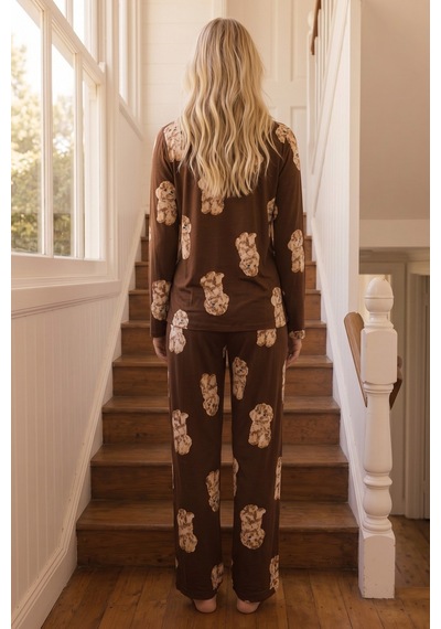 Siyah İnci Desenli Termal Kumaşlı Ultra Soft Yumuşak Düğmeli Örme Pijama Takımı 26226805 Kahverengi Siyah İnci Desenli Termal Kumaşlı Ultra Soft Yumuşak Düğmeli Örme Pijama Takımı 26226805 Kahverengi