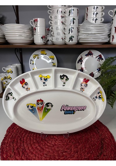 7 Parça Power Puff Girl Model Çocuk Bebek Yemek Takımı Beslenme Seti Çok Renkli