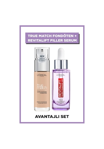 L'Oreal Paris Revitalift Filler %1.5 Saf Hyaluronik Asit Serum 30 ML + True Mat Fondöten
