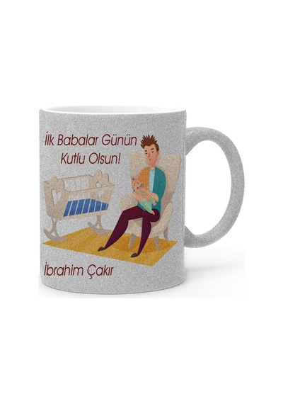 Kişiye Özel Babalar Günü Temalı Gümüş Simli Kupa Bardak 20-448