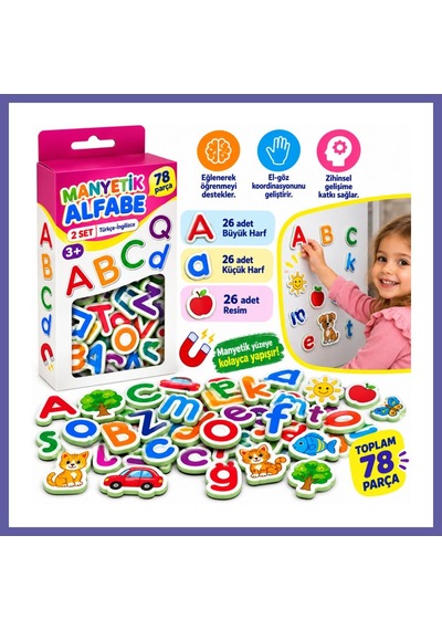 Bezos 2866 Manyetik Türkçe-ingilizce Alfabe Nıda