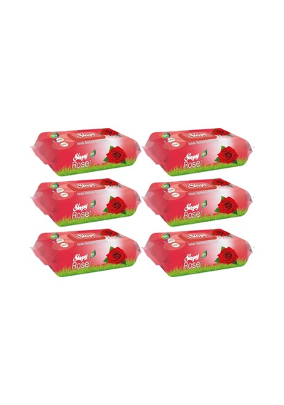 Sleepy Islak Havlu Mendil 90 Yaprak Gül 6 Lı Set Plastik Kapaklı