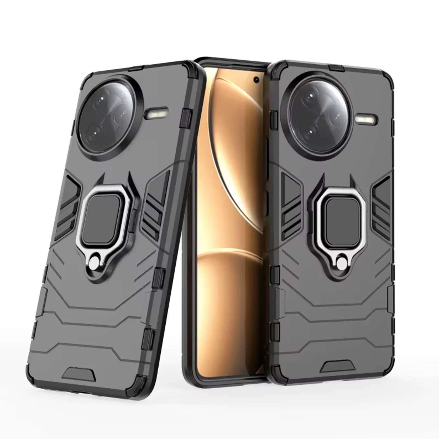 Microcase Xiaomi Redmi Poco F7 Pro/k80 İle Uyumlu Batman Serisi Yüzük Standlı Armor Kılıf - Siyah Al3349