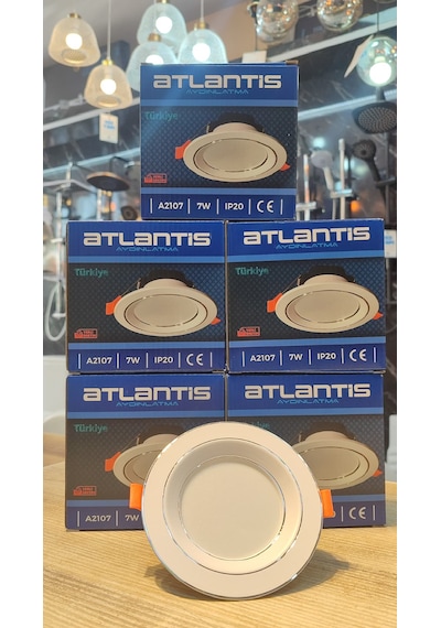 5 Adet 7 Watt Beyaz Krom Kasa Led Spot Beyaz Işık 6500k A2107 Beyaz - Krom