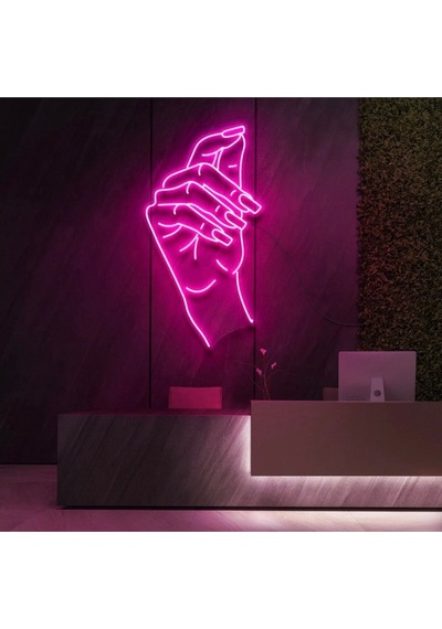 El Figürlü Neon Tabela Pembe