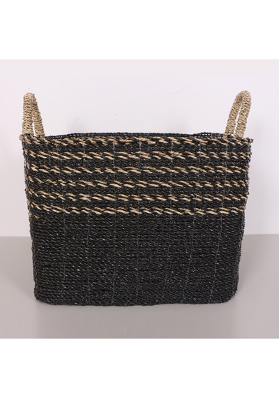 Karadeniz Muz Lif El Yapımı Yuvarlak Büyük Sepet 47x50x45 Cm Siyah