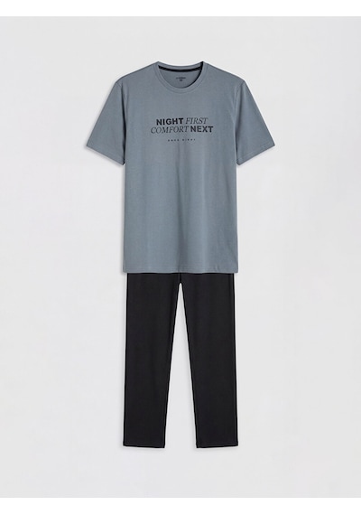 Lc Waikiki Lc Waıkıkı Gri Regular Fit Baskılı Erkek Pijama Takımı