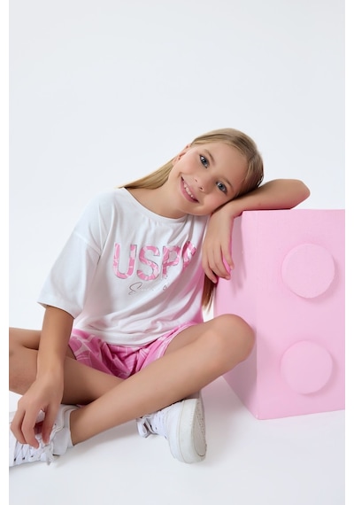 U.s. Polo Assn. Kız Çocuk Pembe Şort Takım Pembe