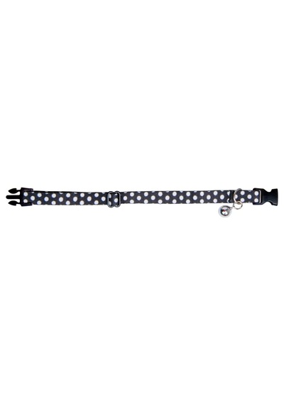 Desenli Zilli Ayarlanabilir Kedi Boyun Tasması 22-30 Cm Siyah-18483
