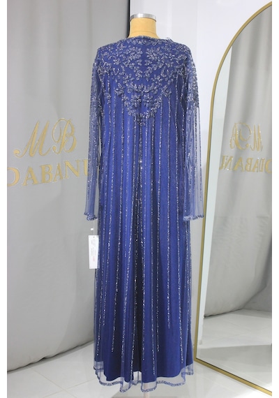 Modabanuda Wilma 2'li Takım Taşlı Abaya Lacivert