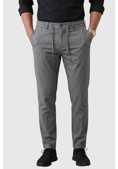 Rizzup Antrasit İtalyan Kesim Slim Fit Likralı Duble Paça Erkek Spor Pantolon 2602050