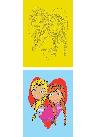 Disney Frozen, 5 Adet Büyük Boy A4, Kız Çocuk Kum Boyama Kartı Seti-red Castle Kb-d-053
