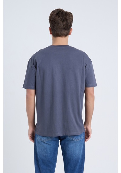 Velvoria Unisex Oversize Relaxed Get Ready Baskılı Antrasit Renk T-shirt