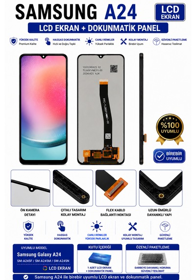 Samsung Uyumlu A24 Lcd Ekran Dokunmatik Siyah