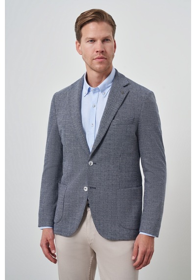 Morven Erkek Lacivert Örme Slim Fit Mono Yaka Ceket 25ms002021200 Lacivert