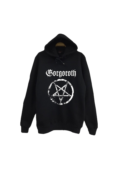 Gorgoroth Müzik Grubu Baskılı Unisex %100 Pamuk Siyah Kapüşonlu Sweatshirt Siyah