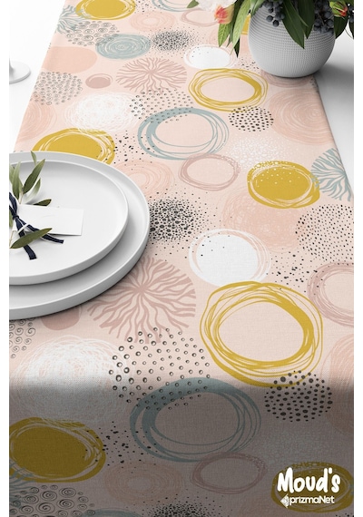 Xero Floral 1 Desenli Baskılı Süet Runner Masa Örtüsü
