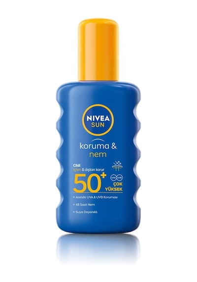 Sun Spf50 Yüksek Güneş Koruyucu Ve Nemlendirici Vücut Spreyi 200ml, Uva Uvb Koruması, Suya Dayanıklı + Nıvea Soft