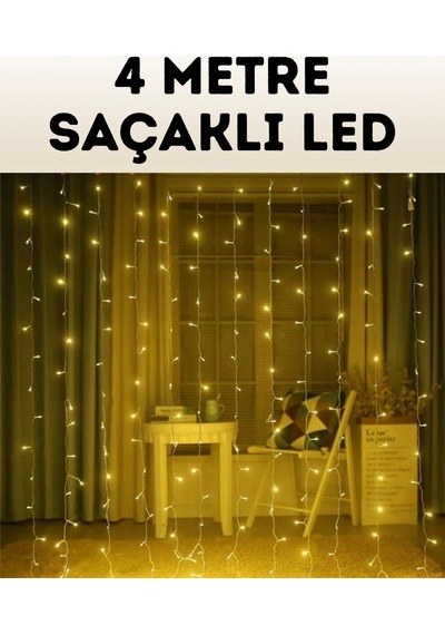Hubrendy Tekno 4 Metre Şelale Perde Led Işık Dış Mekan İç Mekan Uyumlu