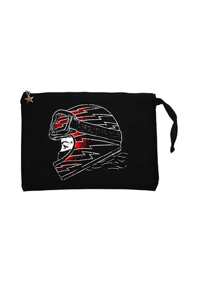 Motocycle Thunder Girl Siyah Clutch Astarlı Cüzdan / El Çantası Siyah