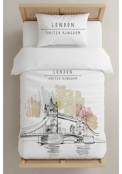 London Tek Kişilik Nevresim Takımı Beyaz