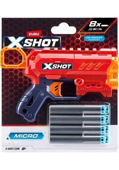 X Shot X-shot Excel Micro 2.0 Mini Dart Atıcı Tabanca Nerf, Oyuncak Tabanca Kırmızı
