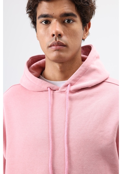 Vamos Basic Oversize Yıkamalı Hoodie Somon