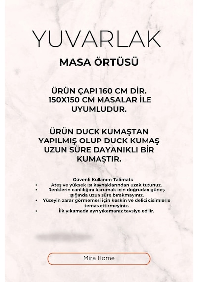 Yuvarlak Gül Desenli Duck Kumaş Masa Örtüsü 150x150 Cm Çok Renkli