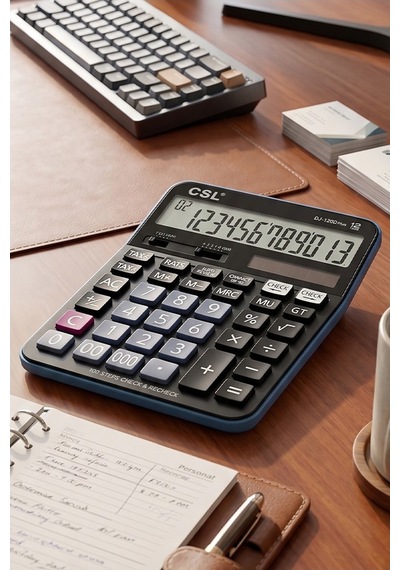 Hesap Makinesi Siyah 14x19 Cm 1 Adet Csl Dj-120d Plus 12 Haneli Orta Boy Hafızalı Büro Masaüstü Hesap Makinası