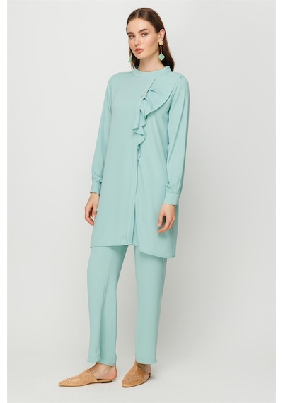 Esswaap Volan Detaylı Pantolon Tunik Takım Mint-mint Mint Yeşili
