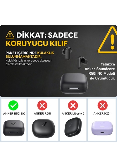 Caseonn Anker Soundcore R50i Nc Kılıf Askı Aparatlı Transparan Silikon Şeffaf