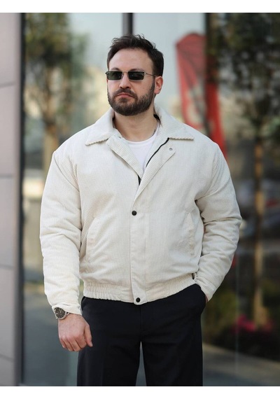 Unisex Kadife Baharlık Vinatage Oversize Ceket Beyaz Kdf
