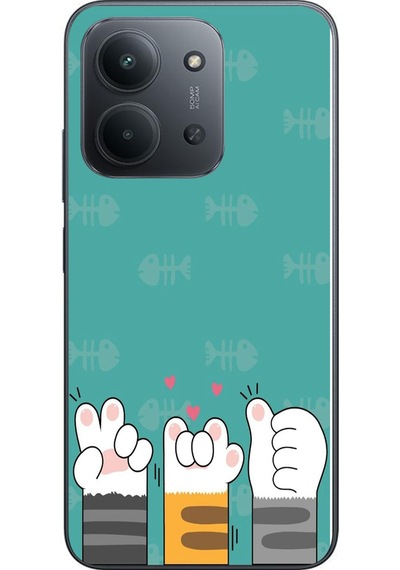 Redmi 15c Uyumlu Kedi Patileri Baskılı Silikon Kılıf Renkli