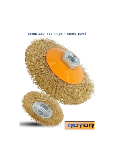 Rotor 3'lü Tel Fırça Seti 125 Mm M14 Konik, Düğümlü Konik Ve Çanak